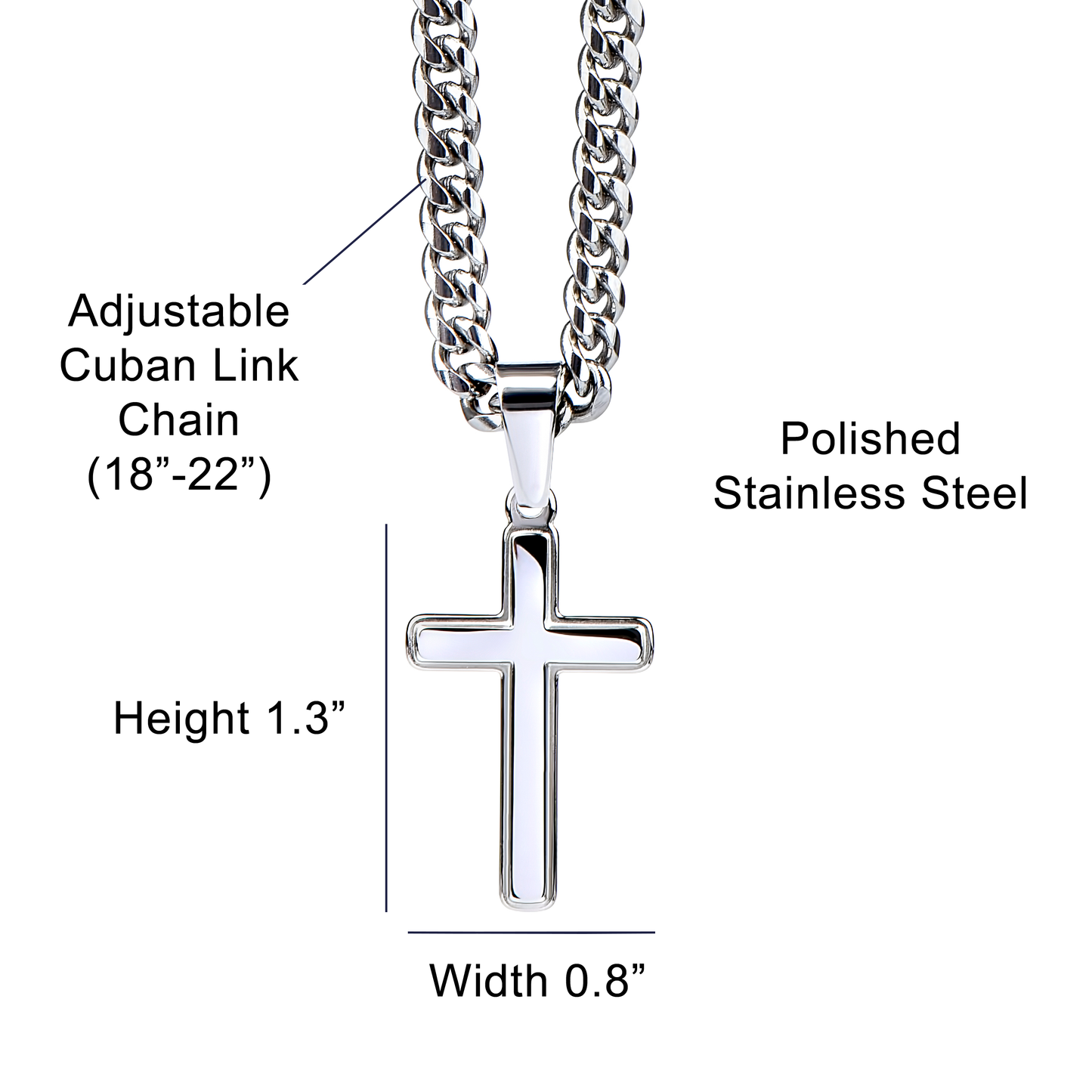 Graduation Gift for Son or Grandson, I'm Proud of You, Faith Cross Necklace on Cuban Chain