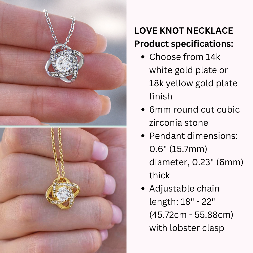 Romantic Gift For Her, Petals May Fade, Love Knot Necklace with Red Heart Rose Box
