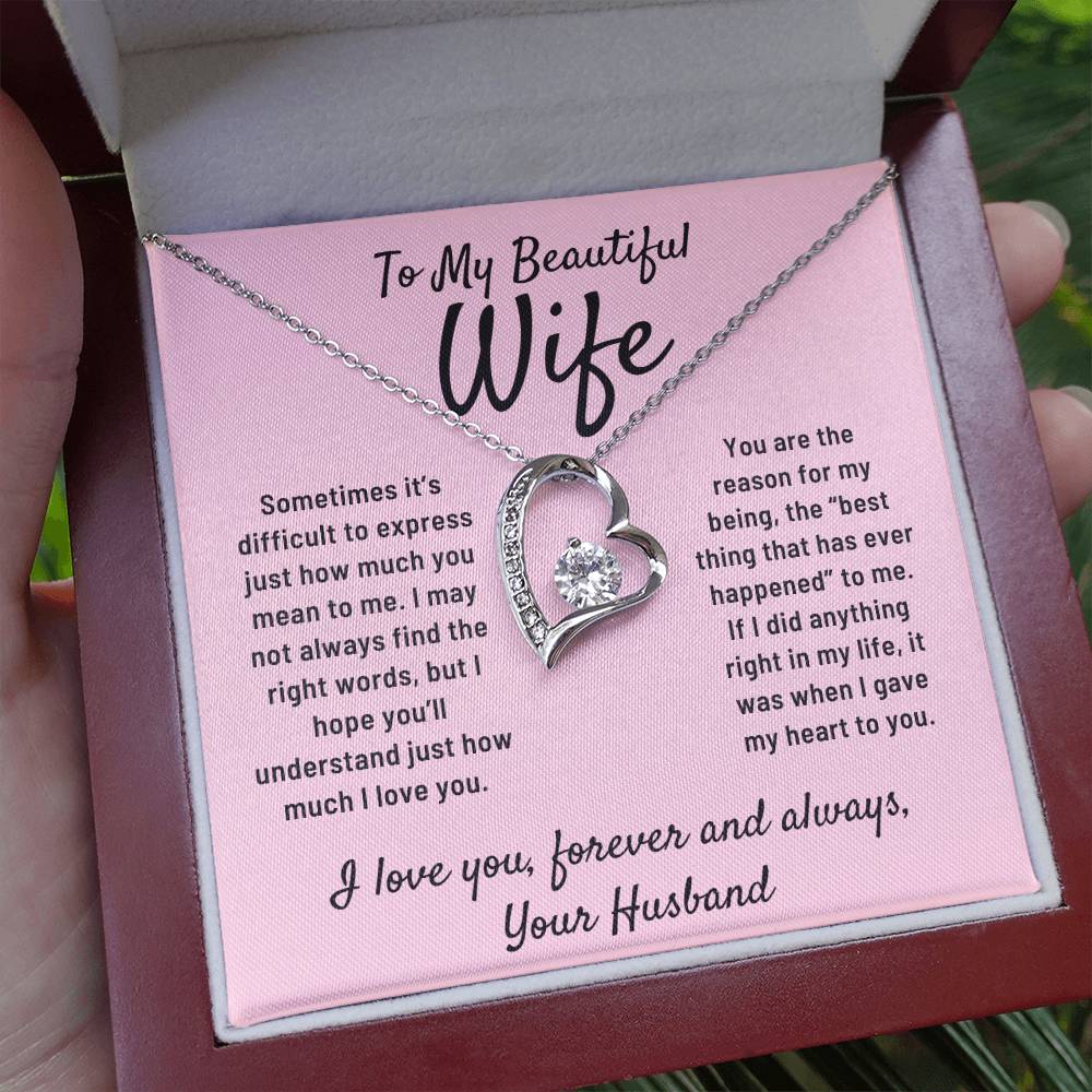 To My Beautiful Wife Gift From Husband Reason For My Being Heart Pendant Necklace