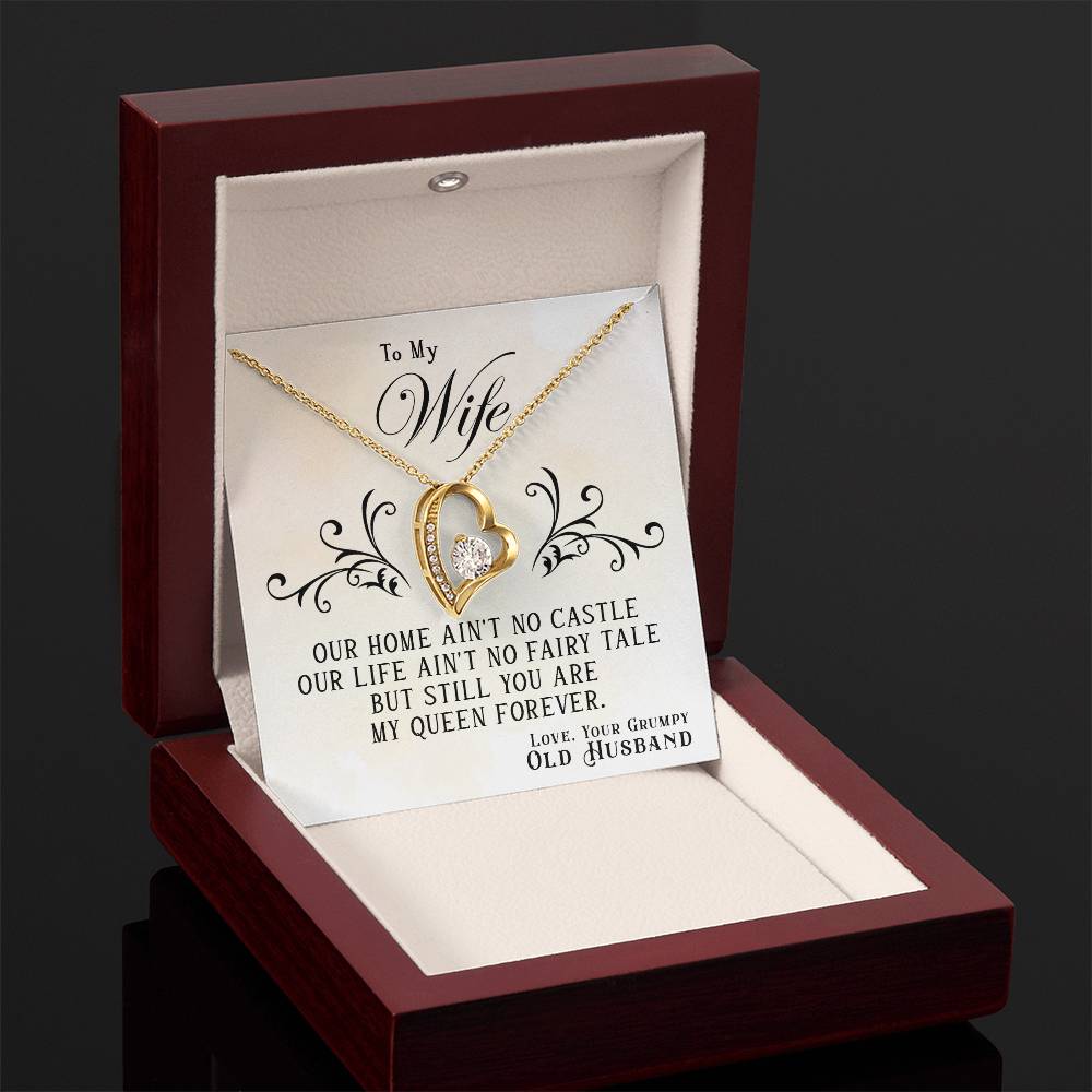 Gift For Wife, You Are My Queen Forever Love Heart Pendant Necklace