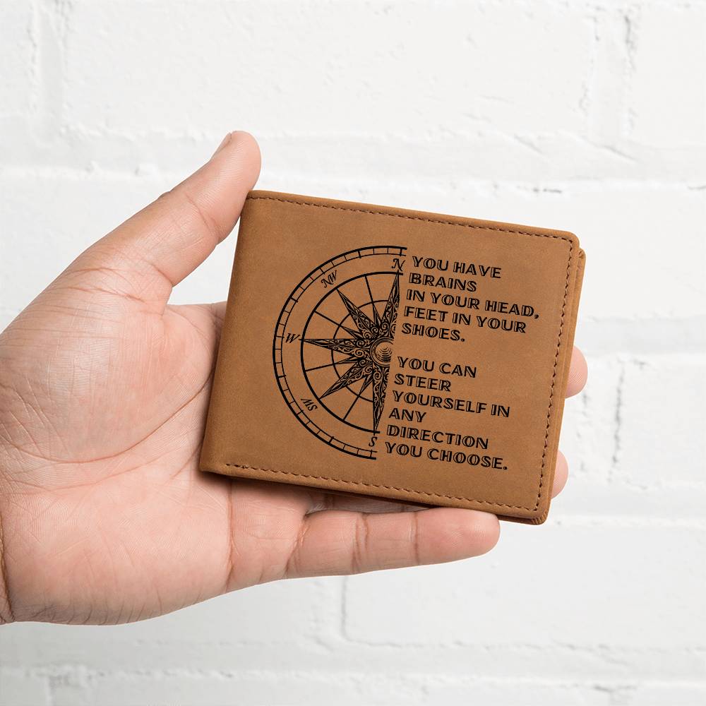 To Son Gift or Grandson Gift, Inspirational Graphic Leather Wallet, Steer Yourself in any Direction