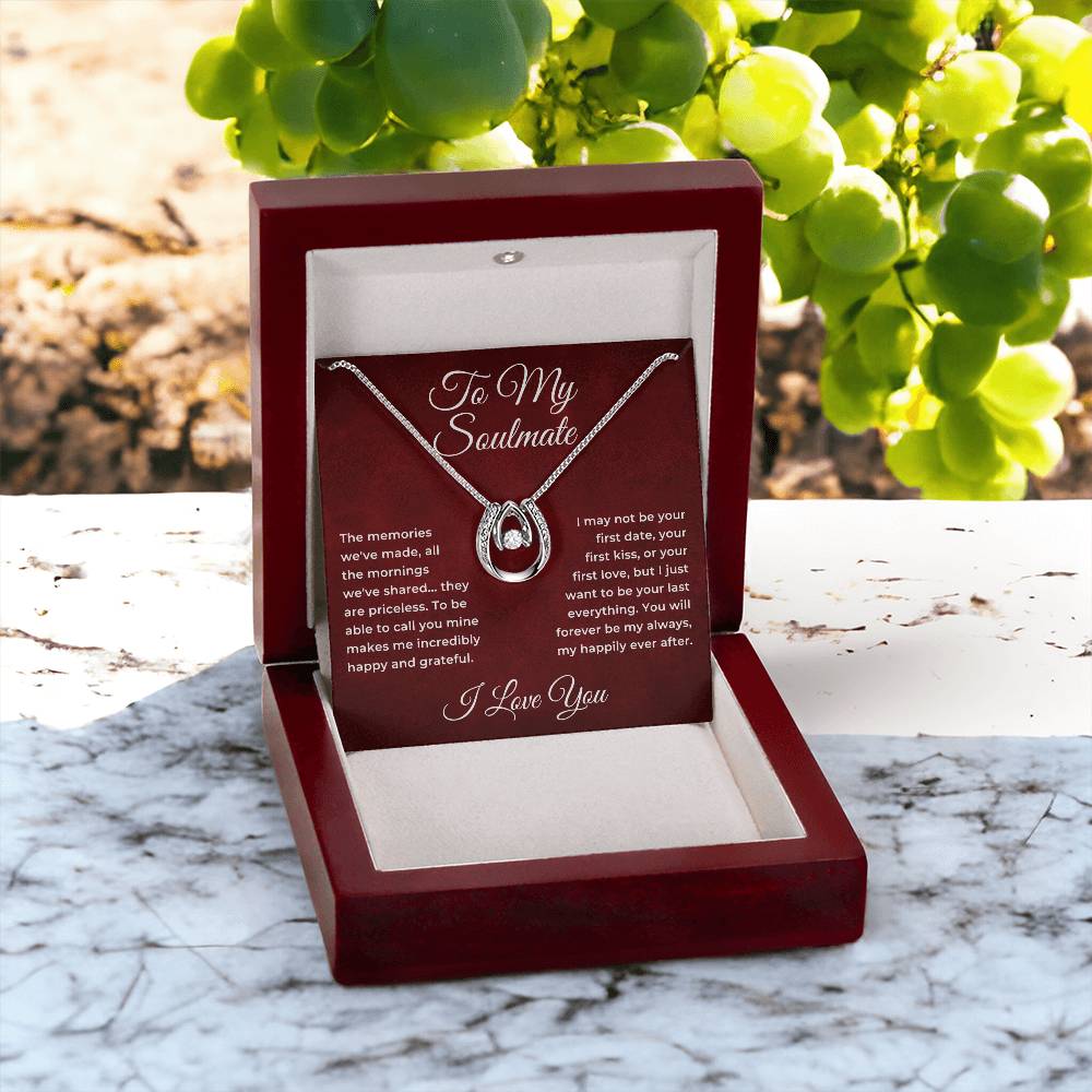 To My Soulmate, My Happily Ever After Lucky Horseshoe Pendant Necklace