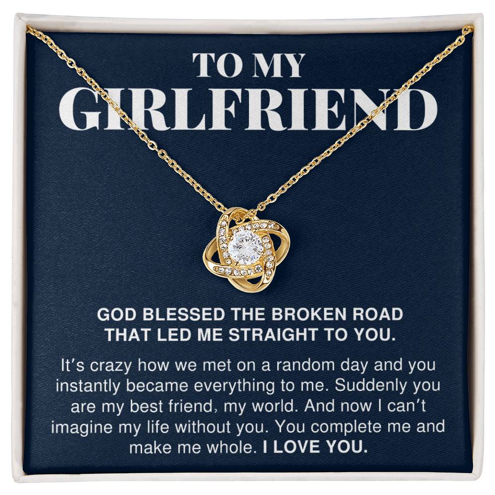To My Girlfriend Gift, You Complete Me Romantic Love Knot Necklace