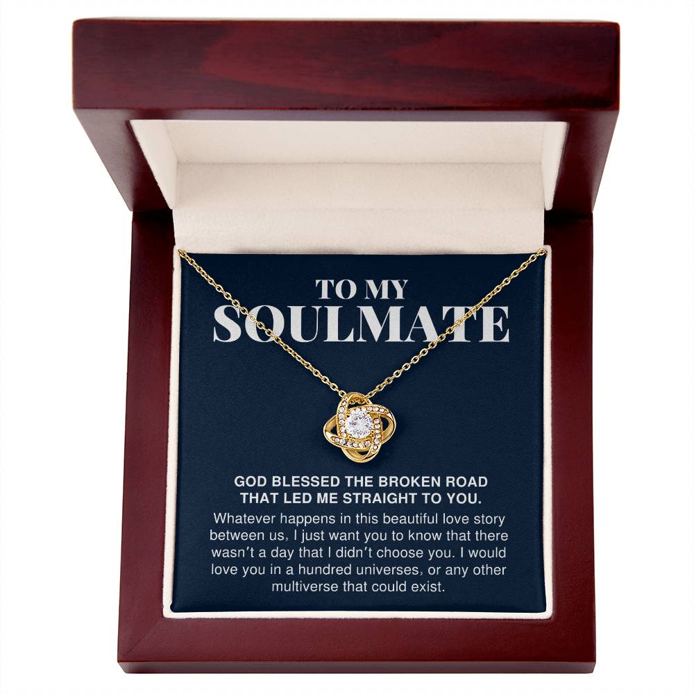 To My Soulmate Gift, Beautiful Love Story, Romantic Love Knot Necklace