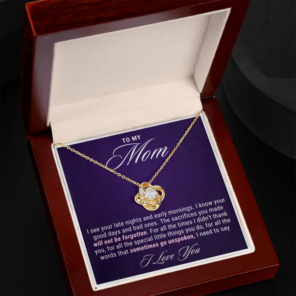 To My Mom Gift, Late Nights Sacrifices Love Knot Necklace For Mother's Day