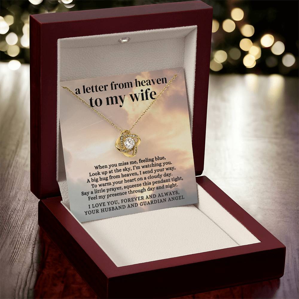 Loss of Husband Memorial Gift, A Letter from Heaven To My Wife, Condolence Memorial Love Knot Necklace