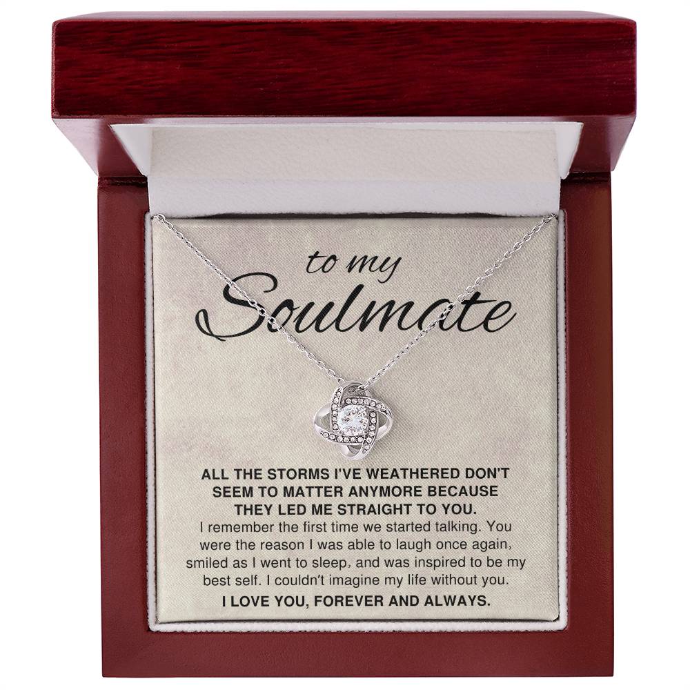 To My Soulmate Gift, They Led Me Straight To You Romantic Love Knot Necklace
