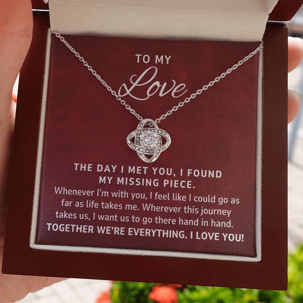 To My Love, Together We're Everything Love Knot Pendant Necklace Gift