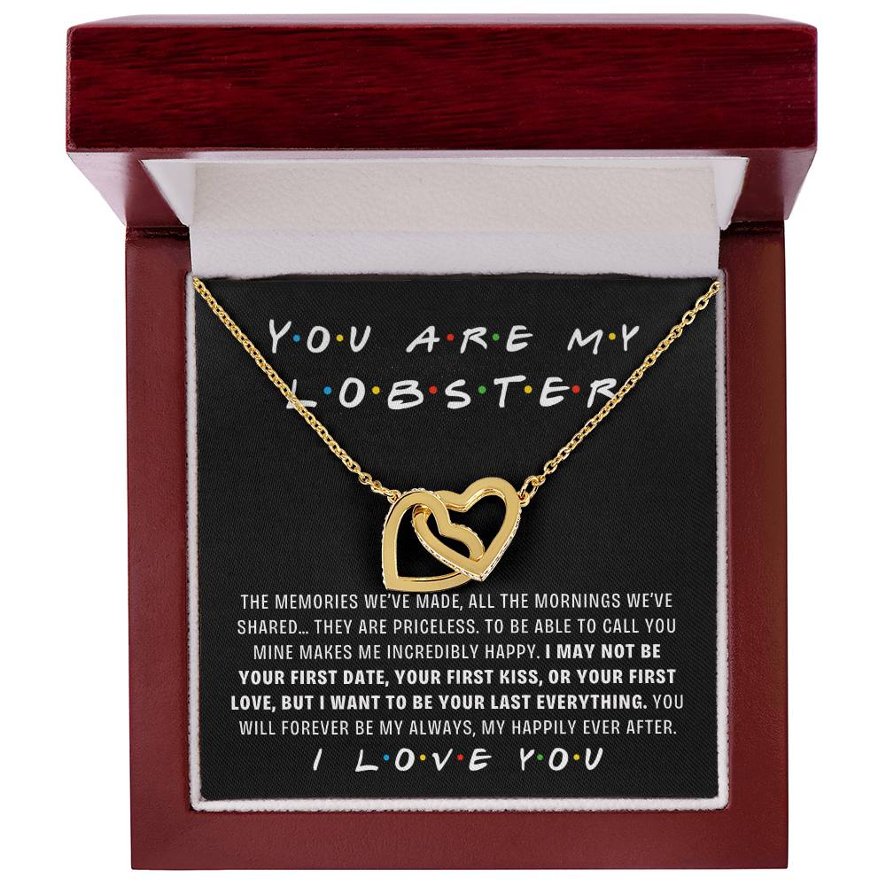 You Are My Lobster, Romantic Interlocking Heart Pendant Necklace Gift for Wife or Girlfriend