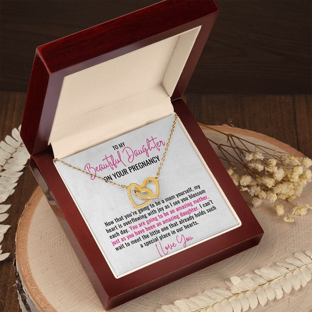 To My Pregnant Daughter Gift, You are Going to be an Amazing Mother, Interlocking Heart Necklace