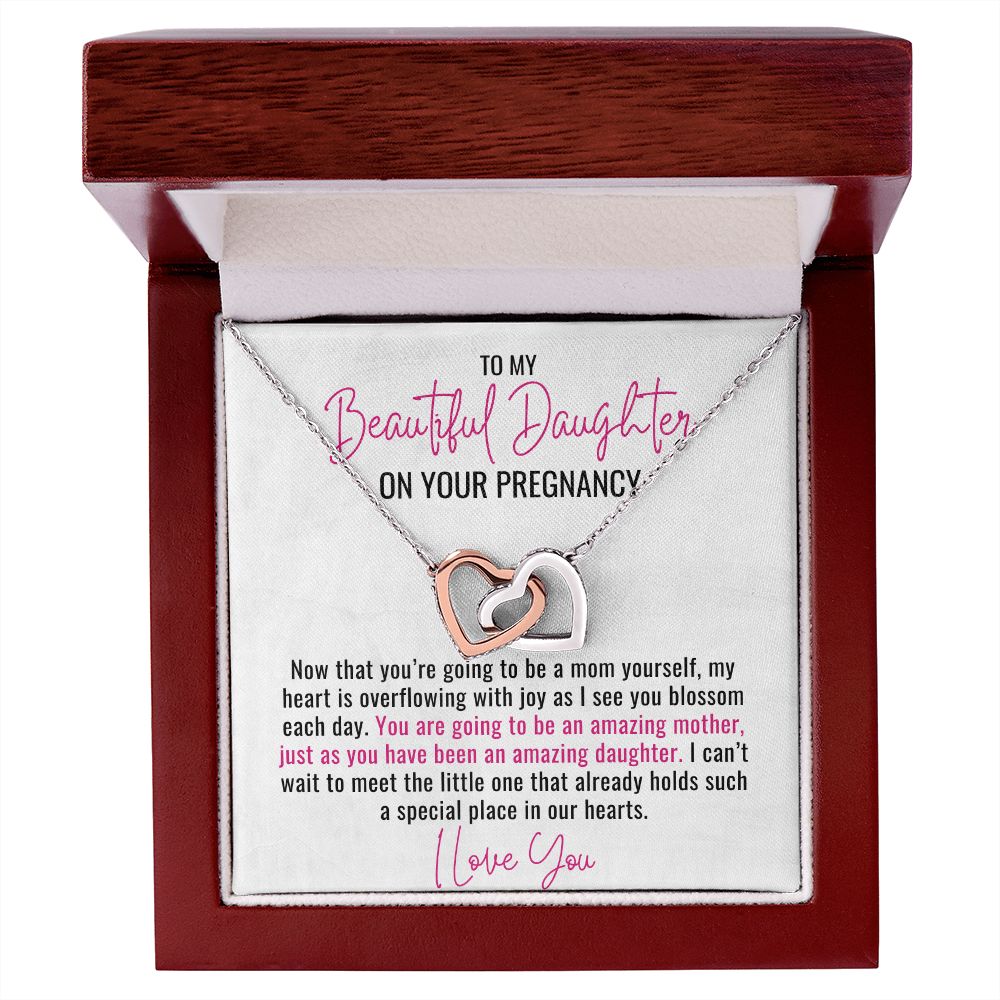 To My Pregnant Daughter Gift, You are Going to be an Amazing Mother, Interlocking Heart Necklace