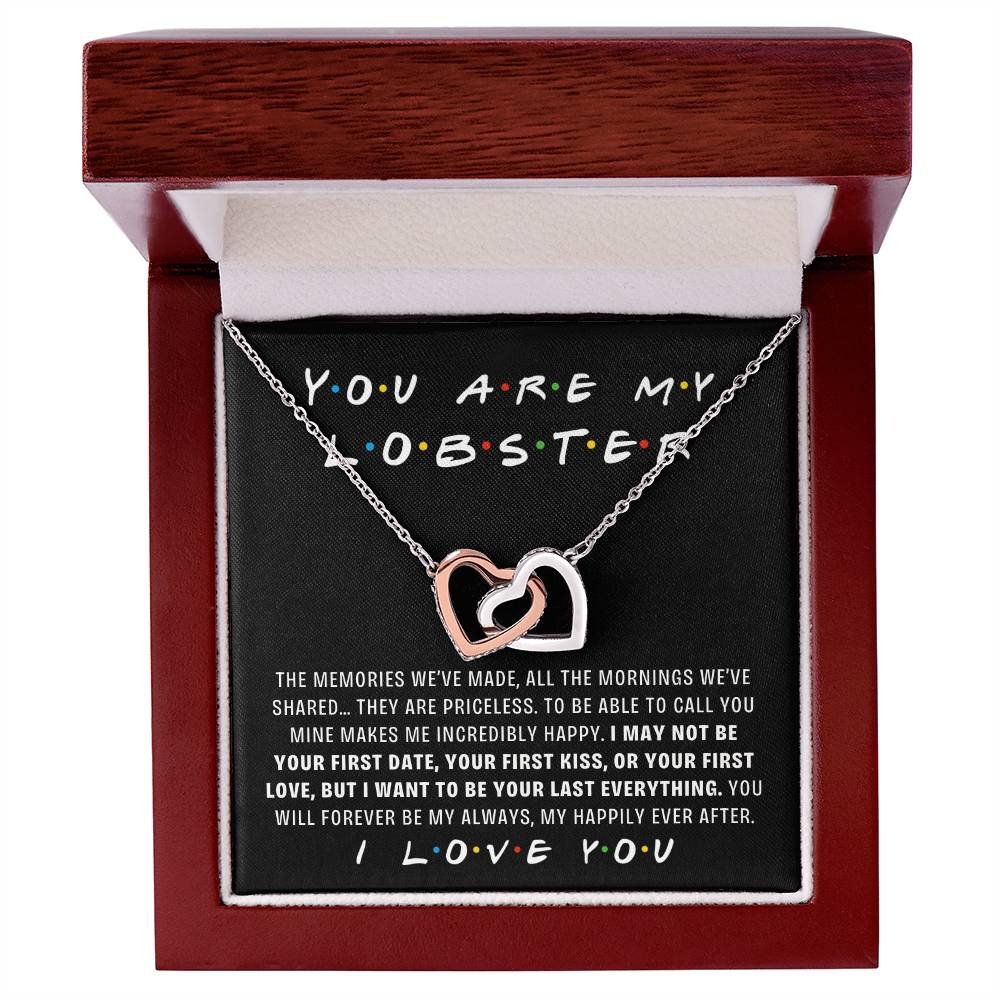 You Are My Lobster, Romantic Interlocking Heart Pendant Necklace Gift for Wife or Girlfriend