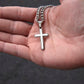 Confirmation Gift for Him, May You Always Know the Peace of Jesus Stainless Steel Men Cross Necklace on Cuban Chain