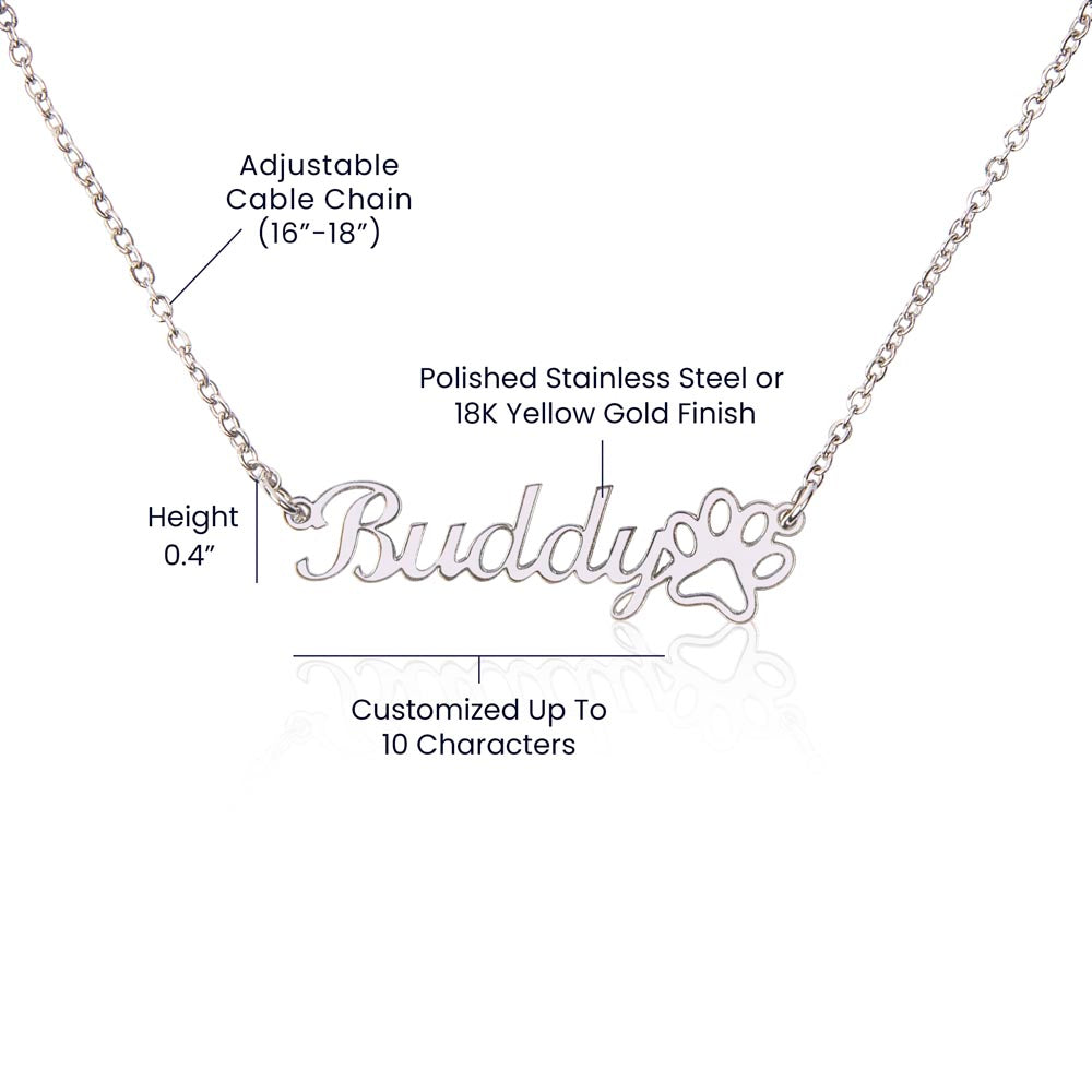Rescue Cat Mom Necklace With Paw Print Shelter Rescue Cat Custom Personalized Name