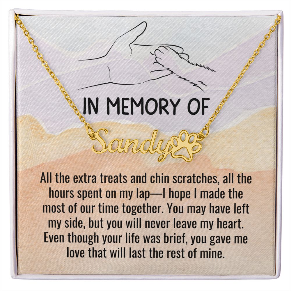 Cat Memorial Custom Name Necklace Jewelry, In Memory of, Loss of Cat, Pet Sympathy Gift