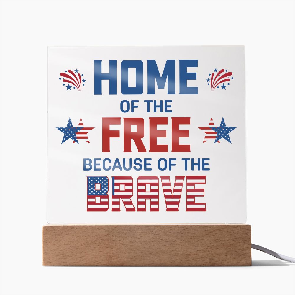 Patriotic Home of the Free 4th of July USA Flag Acrylic Plaque Decor