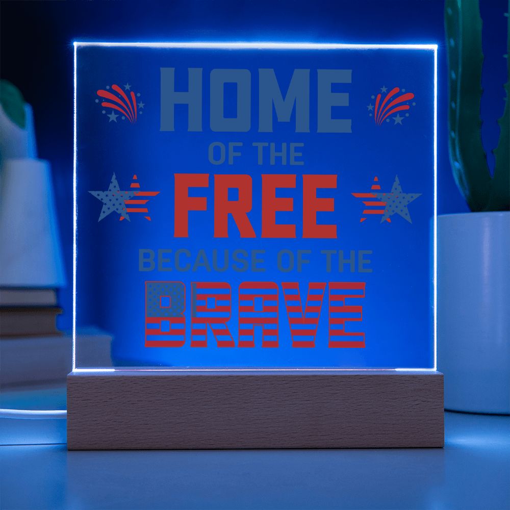 Patriotic Home of the Free 4th of July USA Flag Acrylic Plaque Decor