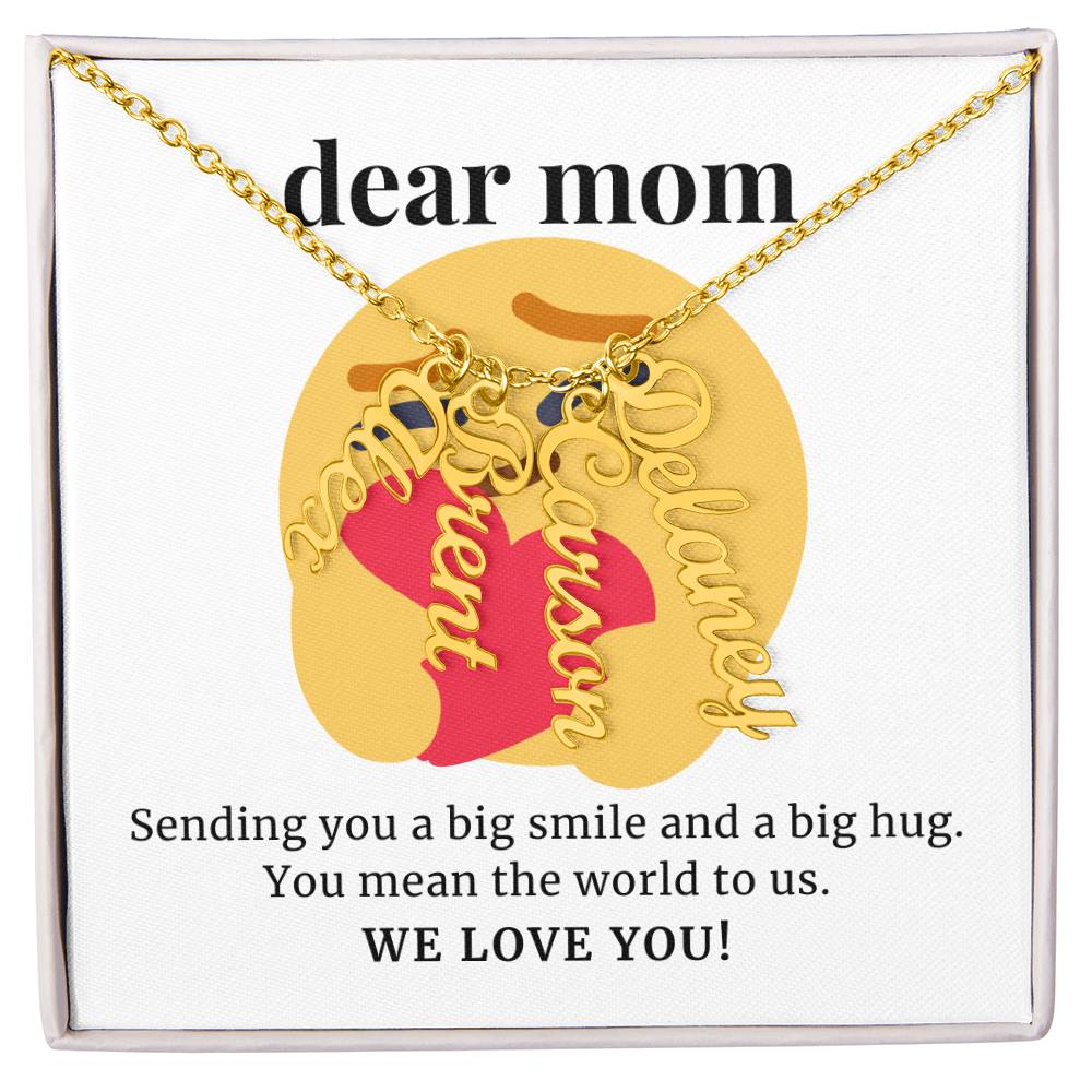 To Mom Gift, Sending You A Big Smile Custom Multi Children Name Necklace