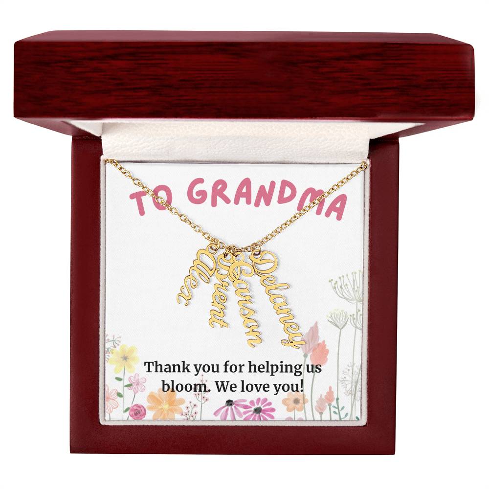 Thank You For Helping Us Bloom To Grandma Gift, Custom Multi Grandchildren Name Necklace