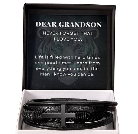 Be The Man I Know You Can Be, To My Grandson Gift, Men's Cross Bracelet
