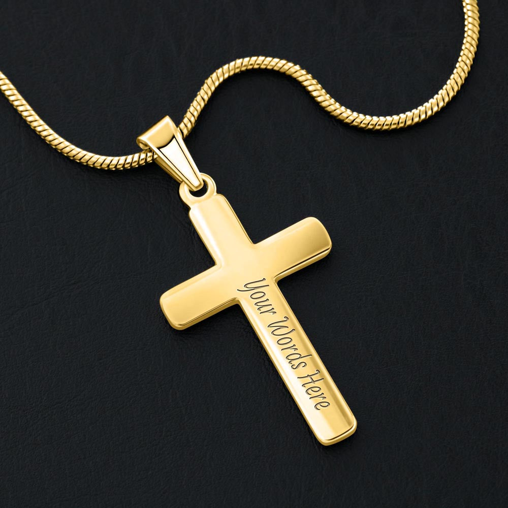 To my Amazing Daughter, Guided by God's Plan, Custom Engraved Cross Necklace with Snake Chain