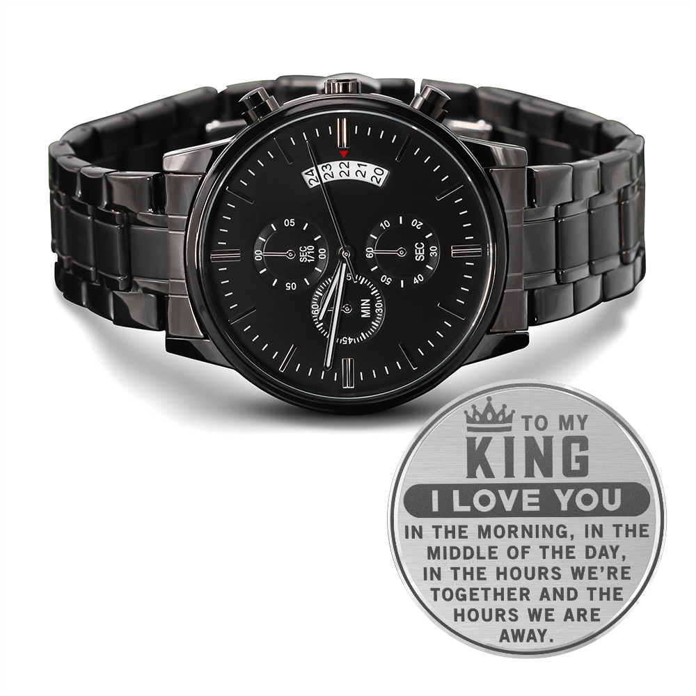 To My King - I Love You Engraved Black Chronograph Watch For Boyfriend –  Missamé