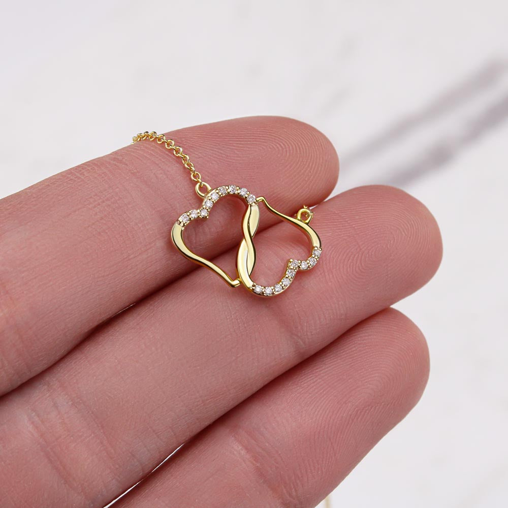To My Beautiful Wife 10K Gold Connected Hearts in Diamonds Happy Anniversary Necklace For Her