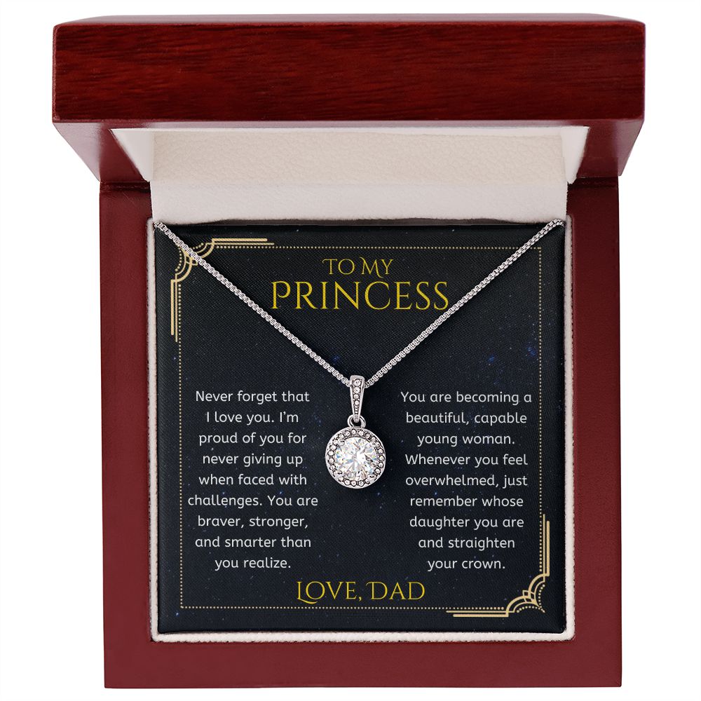 To My Princess Daughter Gift Straighten Your Crown From Dad Eternal Hope Necklace