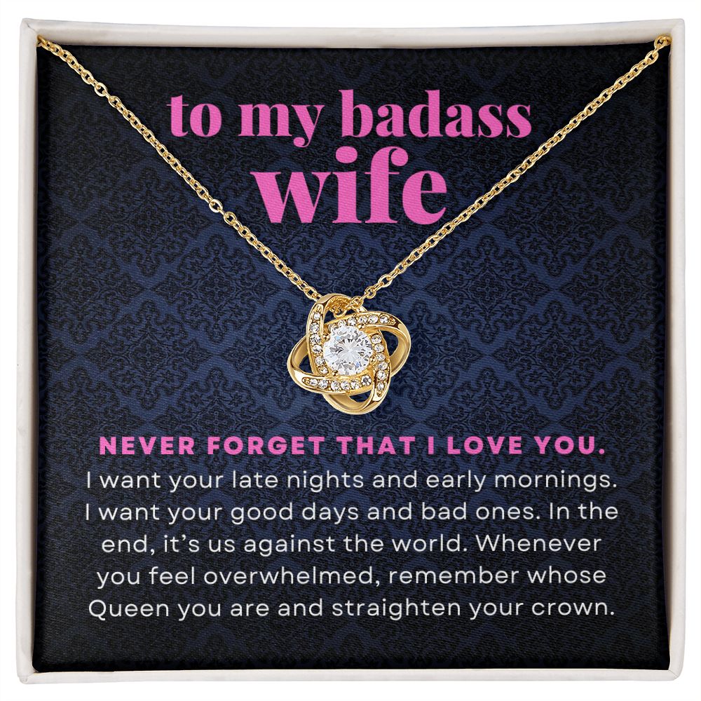To My Badass Wife Gift From Husband Straighten Your Crown Necklace