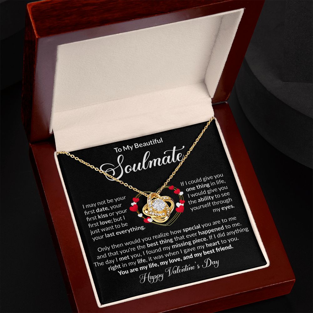 To My Beautiful Soulmate Happy Valentine's Day Love Knot Pendant Necklace