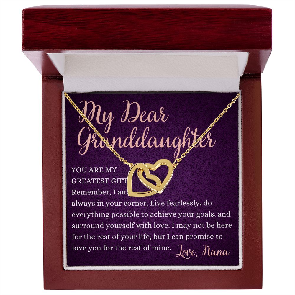 From Grandma To Granddaughter You are my Greatest Gift Interlocking Heart Pendant Necklace