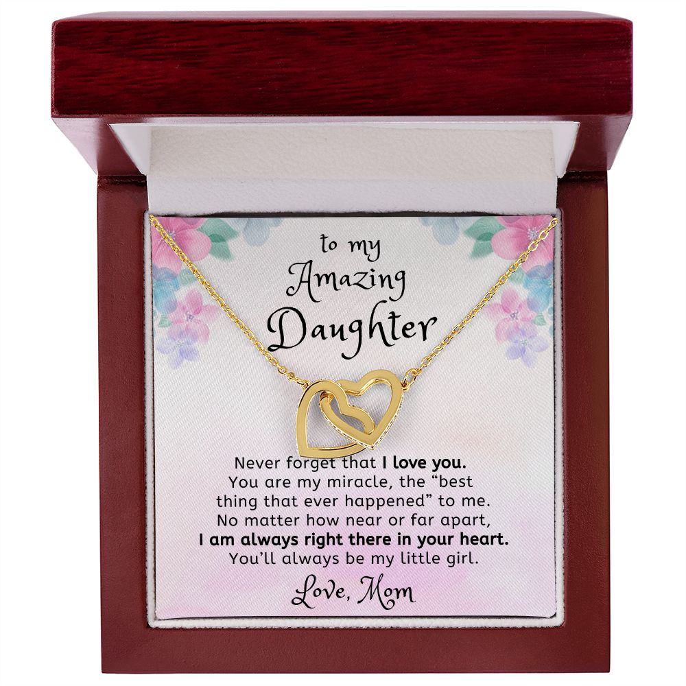 You are my Miracle To Daughter Gift From Mom Interlocking Heart Necklace