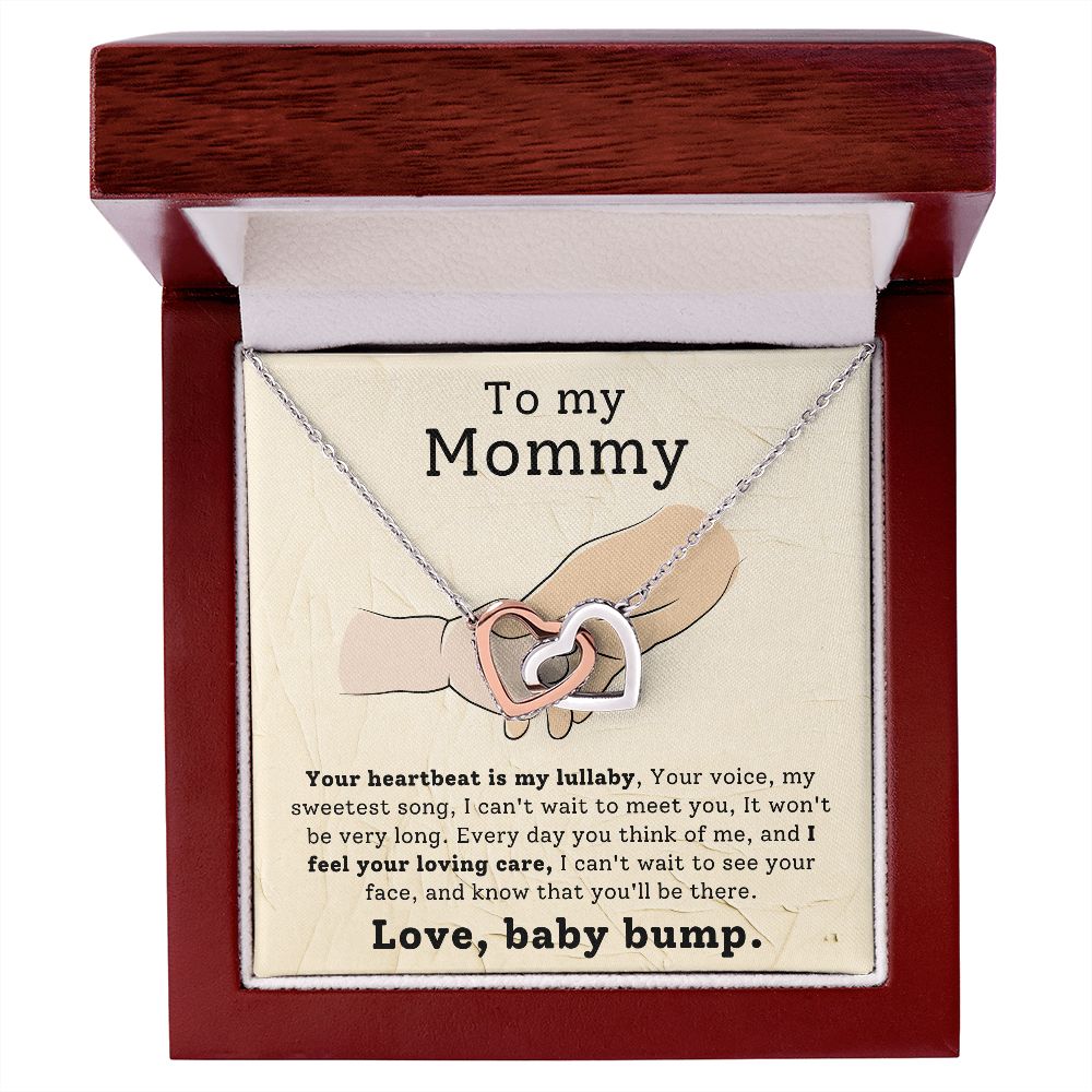 From Baby Bump To Mom Gift Interlock Heart Necklace for First Mother's Day