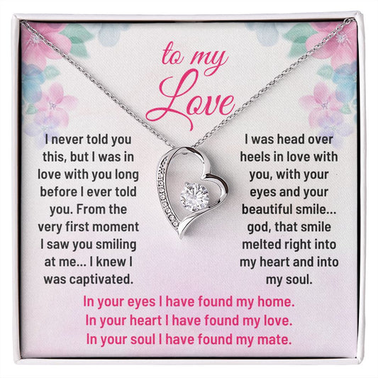 To My Love Heart Pendant Necklace Gift For Wife or Soulmate