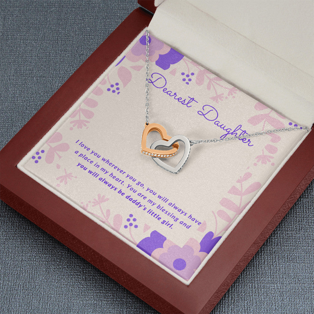 You Are My Blessing, From Dad to Daughter Gift, CZ Interlocking Heart Necklace