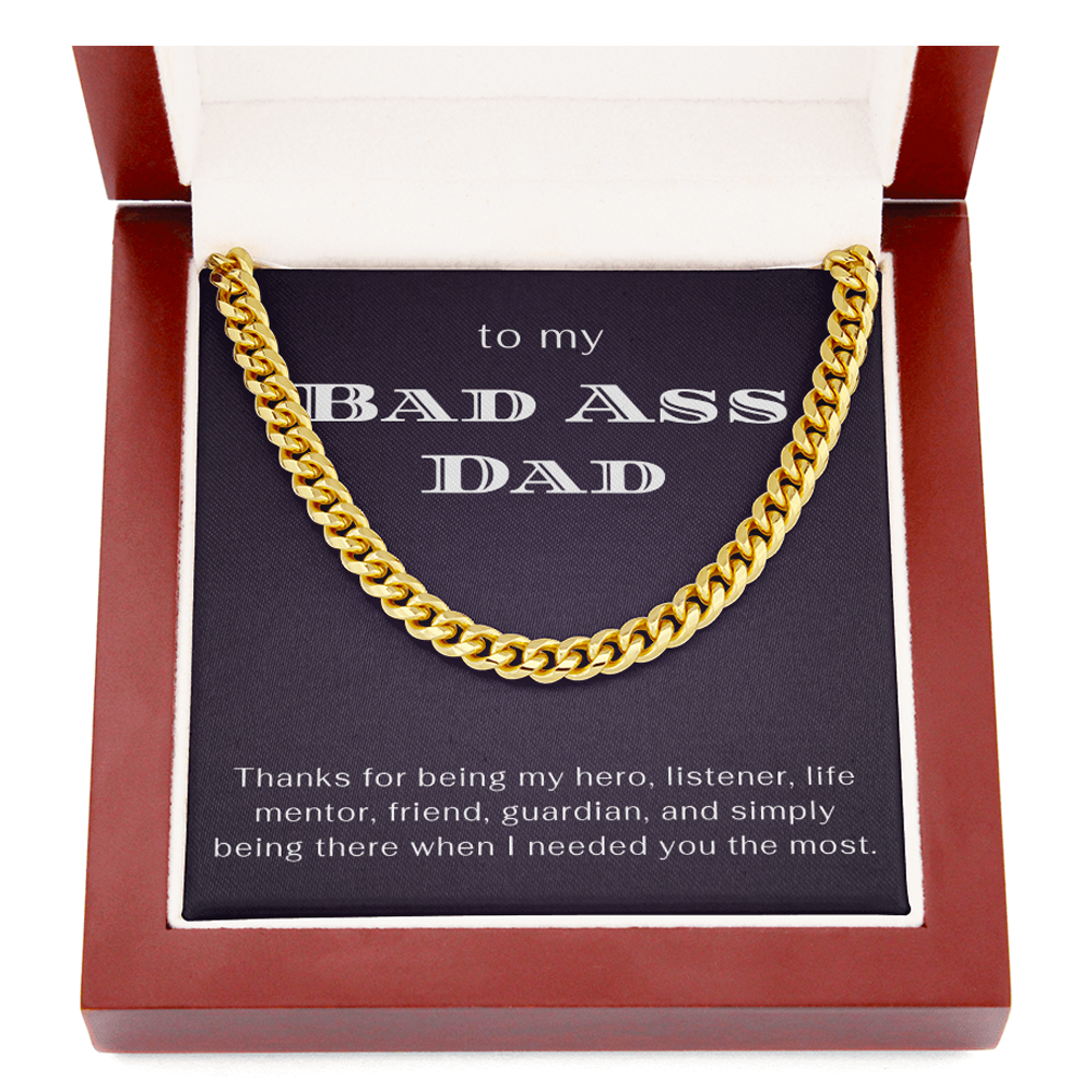 To My Bad Ass Dad For Father Gift Cuban Link Chain Necklace