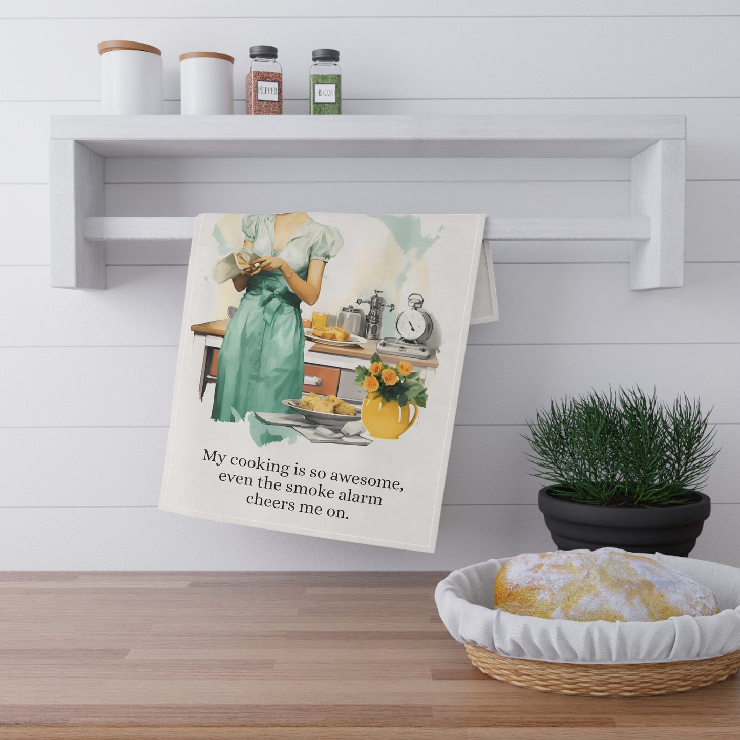My Cooking is so Awesome Cotton Vintage Funny Sarcastic Kitchen Towel