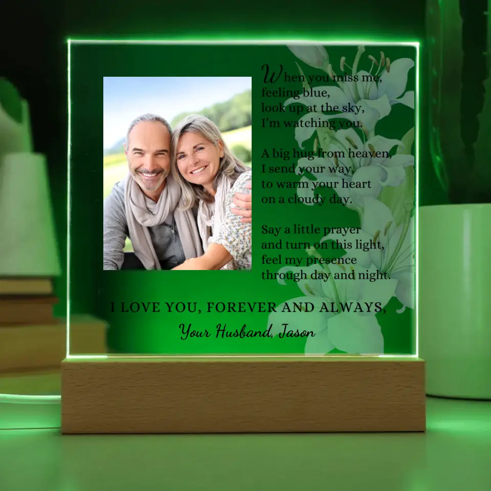 Custom Memorial Gift,  I'm In Heaven Poem, Bereavement Remembrance with LED Acrylic Light