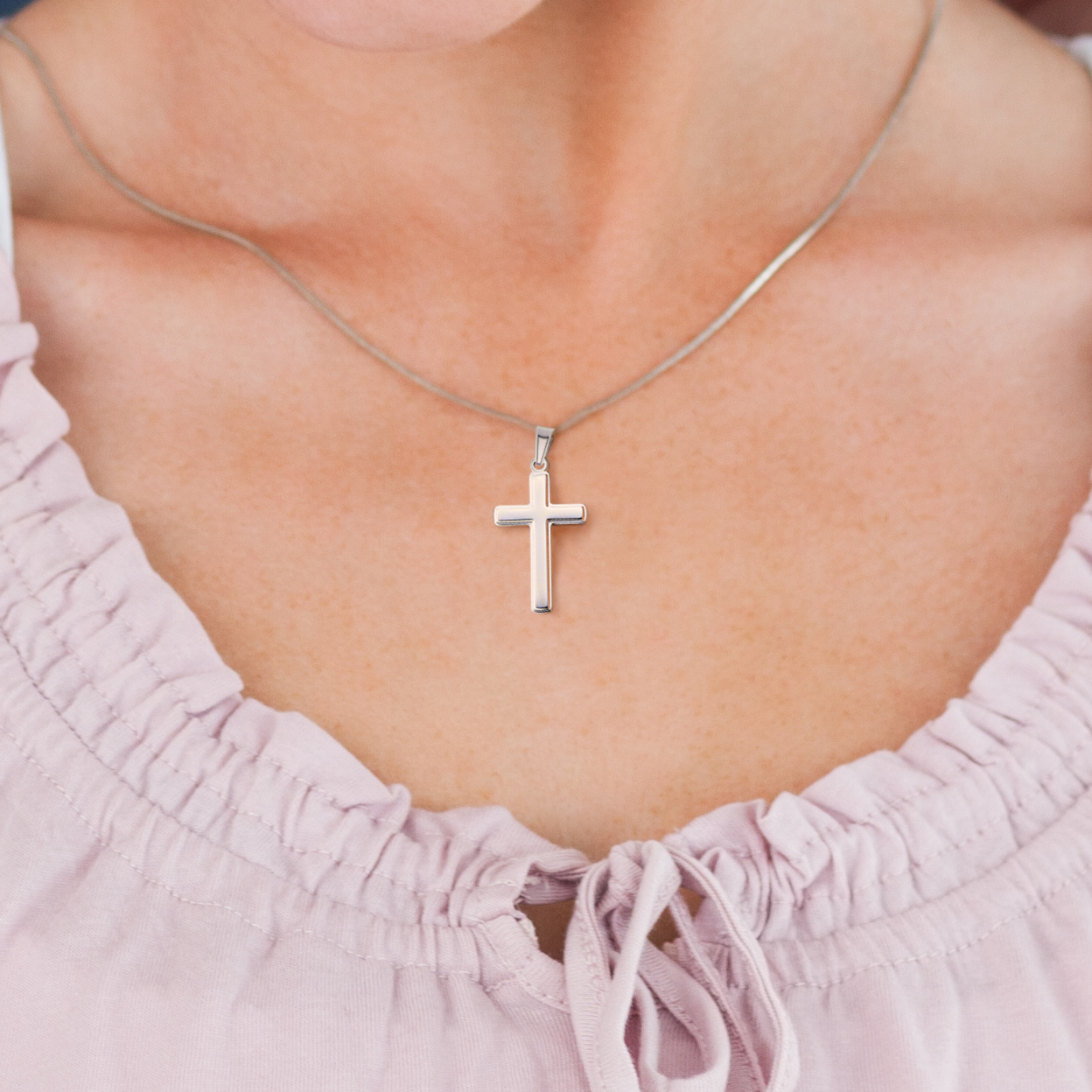 Gift For Daughter, Confirmation or Baptism Proud of Who You Are Stainless Steel Cross Necklace
