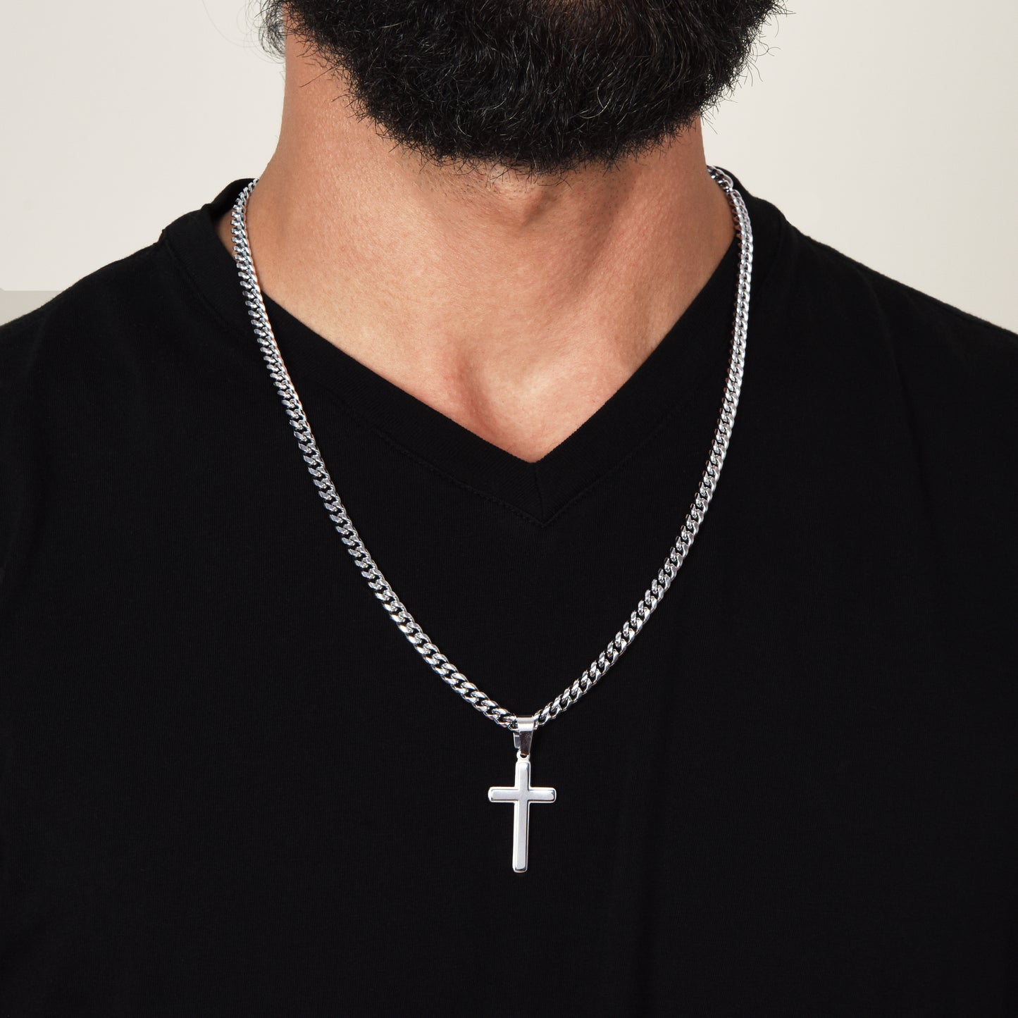 To My Boyfriend Gift, I Couldn't Imagine My Life Without You, Cross Pendant Cuban Chain Men Necklace
