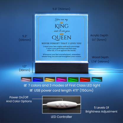 You Are My King and I Am Your Queen LED Desktop Acrylic Display Gift