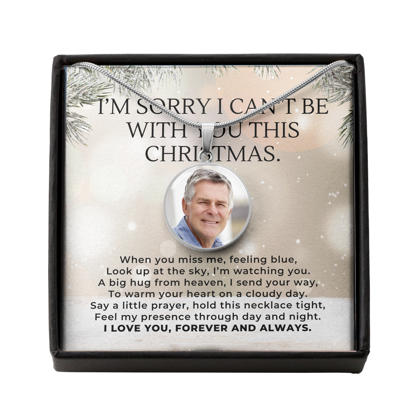 Heaven Sent You a Hug This Christmas, Custom Photo Necklace