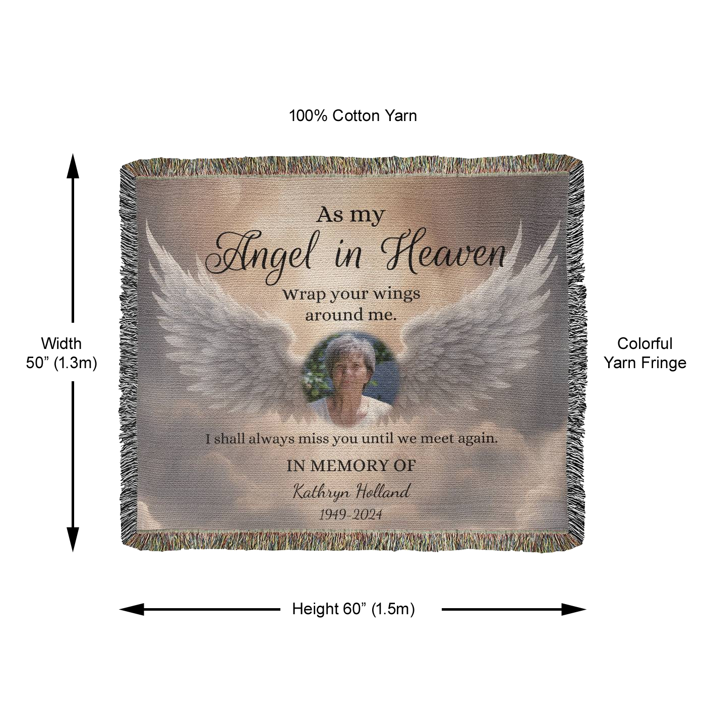 Angel in Heaven Horizontal Custom Photo Woven Blanket
