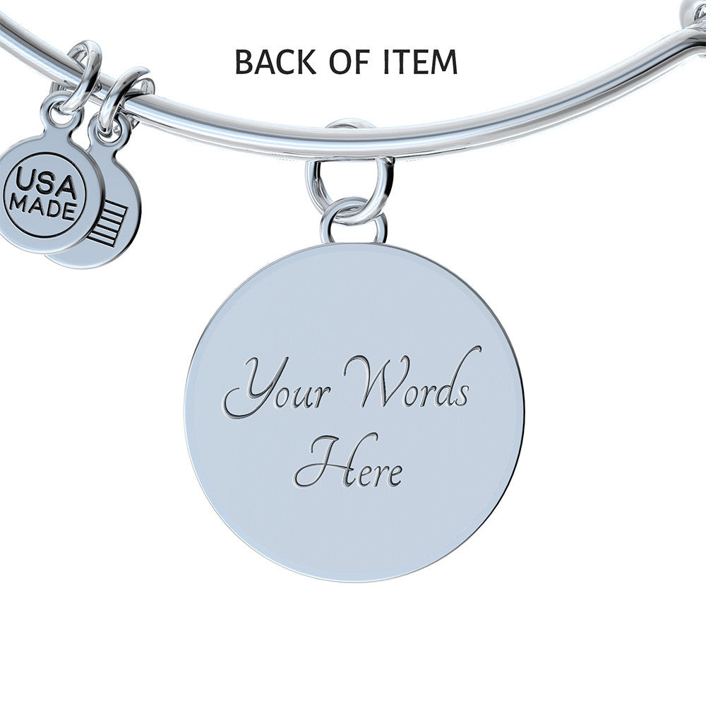 I Will Defend It, Mary Shelley Quote, Engravable Charm Bangle