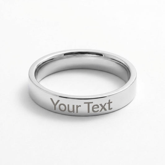 Personalized Engraved Women's Ring in Stainless Steel, Custom Name or Date Jewelry for Her