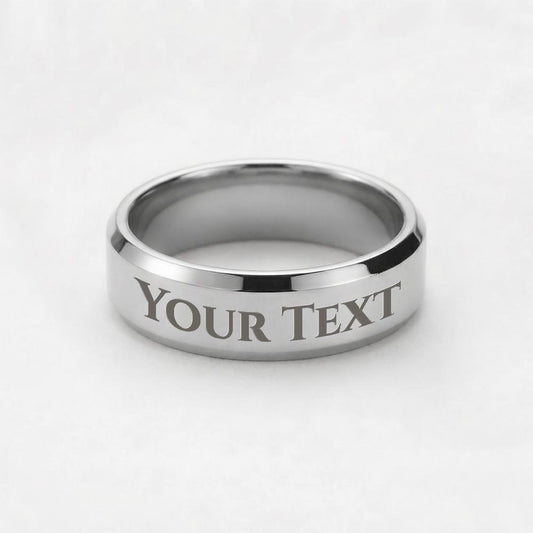 Personalized Engraved Men's Ring in Stainless Steel, Custom Name or Date Jewelry for Him