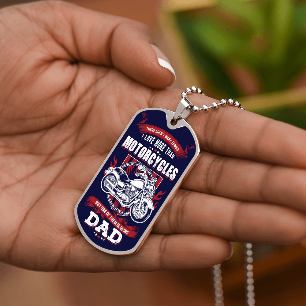 Being a Dad, Motorcycle Theme Dog Tag Necklace Gift For Father's Day