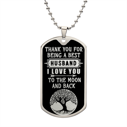 Thank You For Being A Best Husband, Dog Tag Necklace Gift For Him