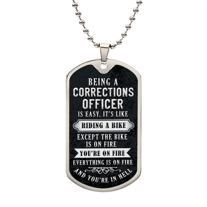 Being a Corrections Officer To Dad Gift Dog Tag Necklace For Father's Day