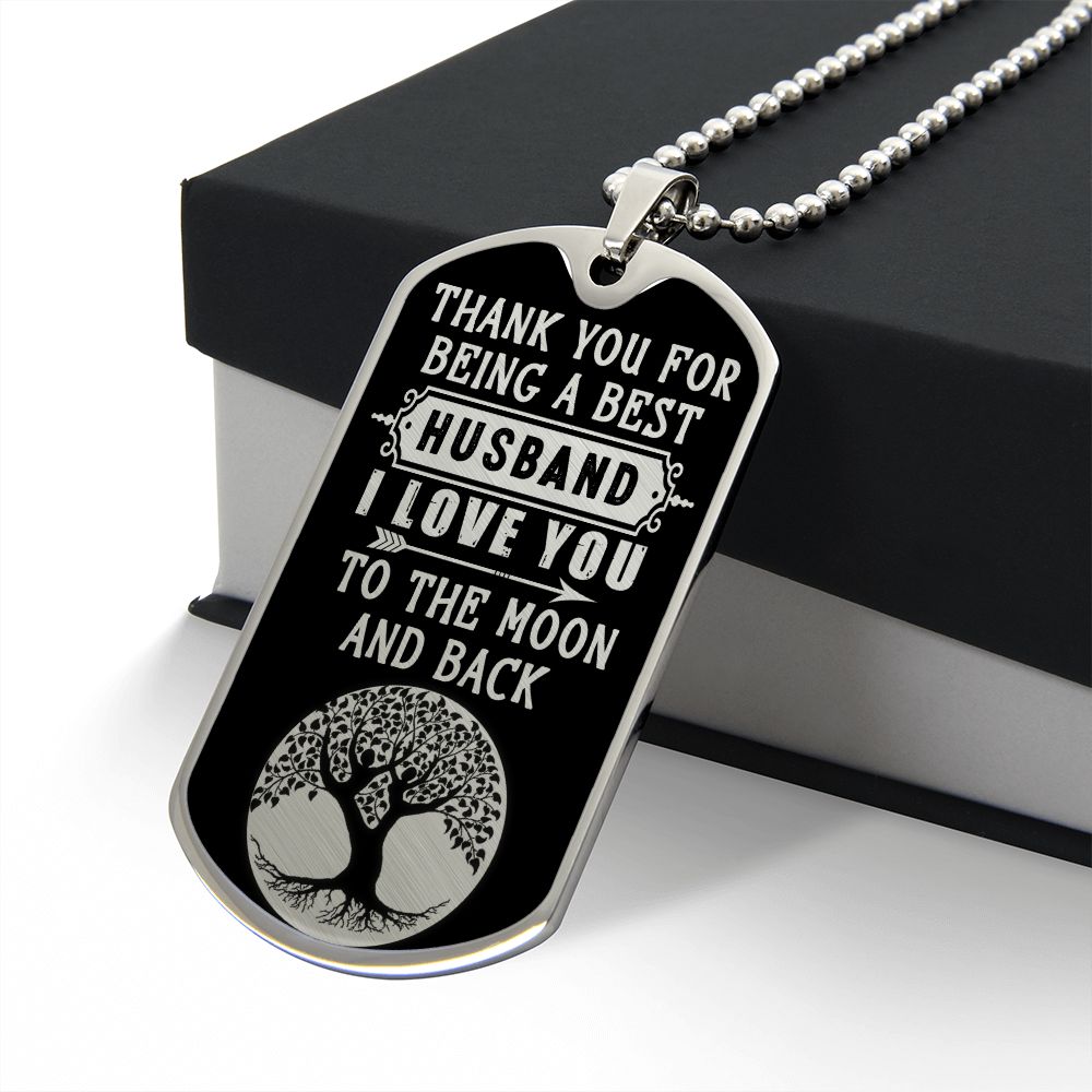 Thank You For Being A Best Husband, Dog Tag Necklace Gift For Him